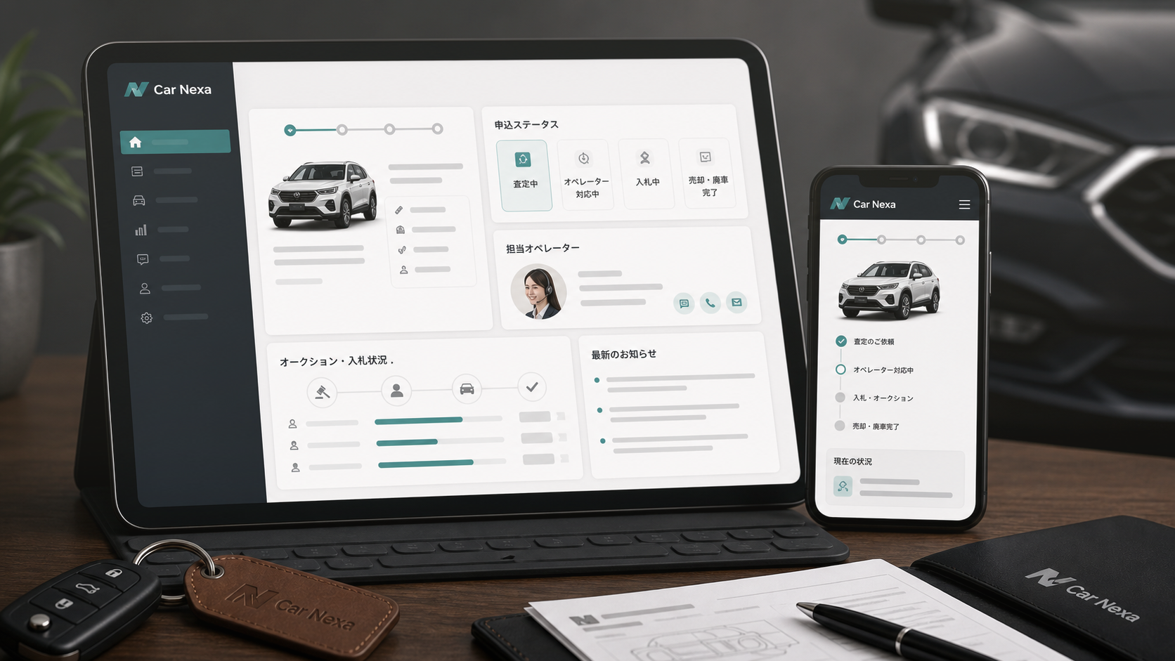 Car Nexa の車両査定プラットフォーム画面イメージ